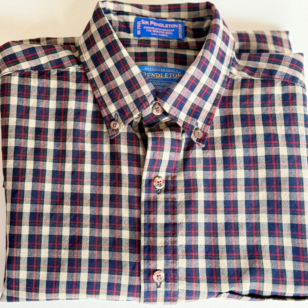 Pendleton Vintage Lightweight Wool Plaid Button D… - image 3